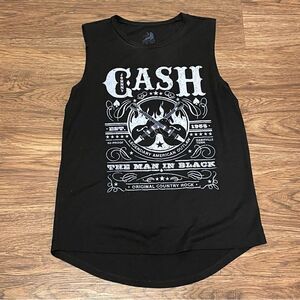 Zion Sleeveless Johnny Cash Tshirt Black With White Letters Size Large